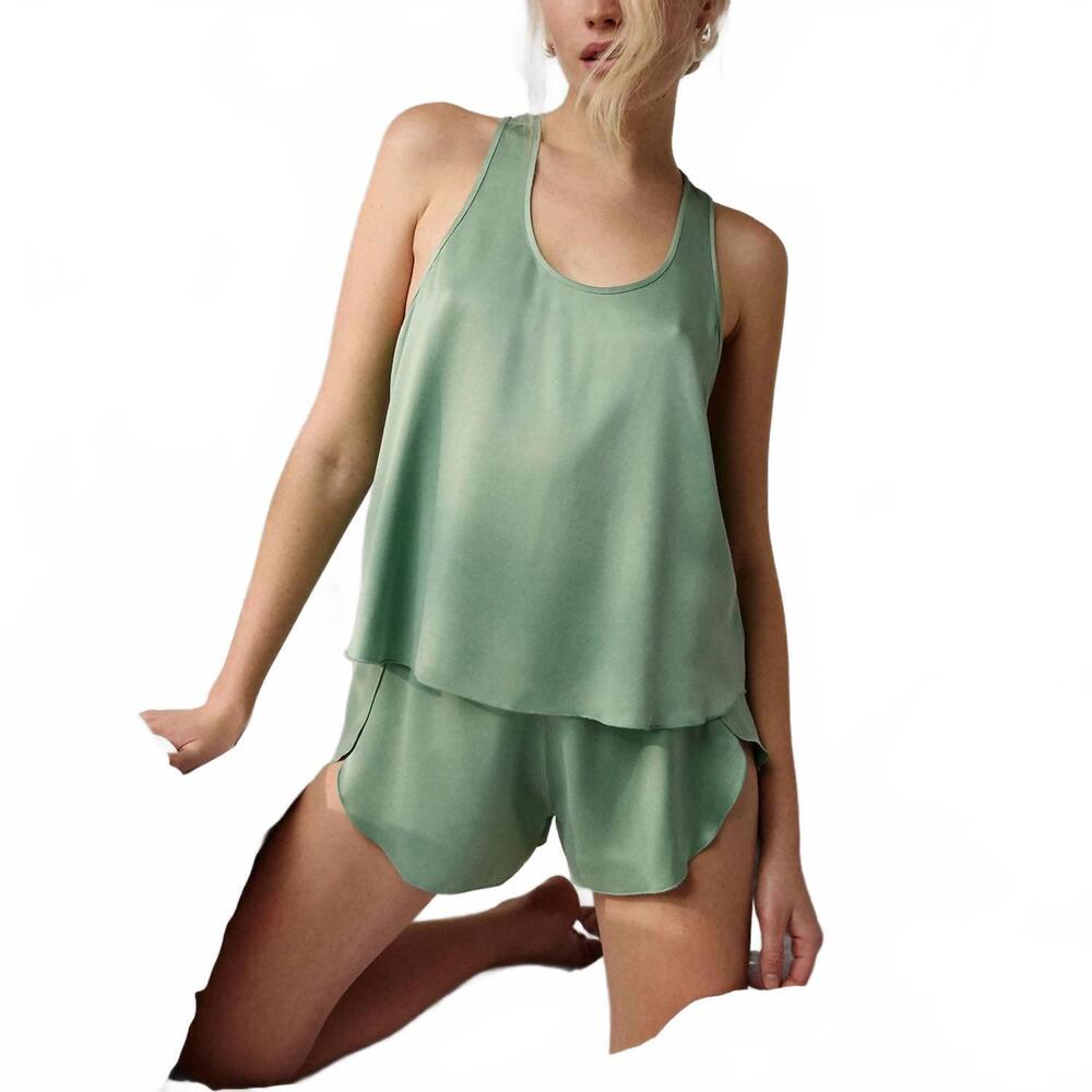 NEW LUNYA women's washable silk tulip back set in whist jade